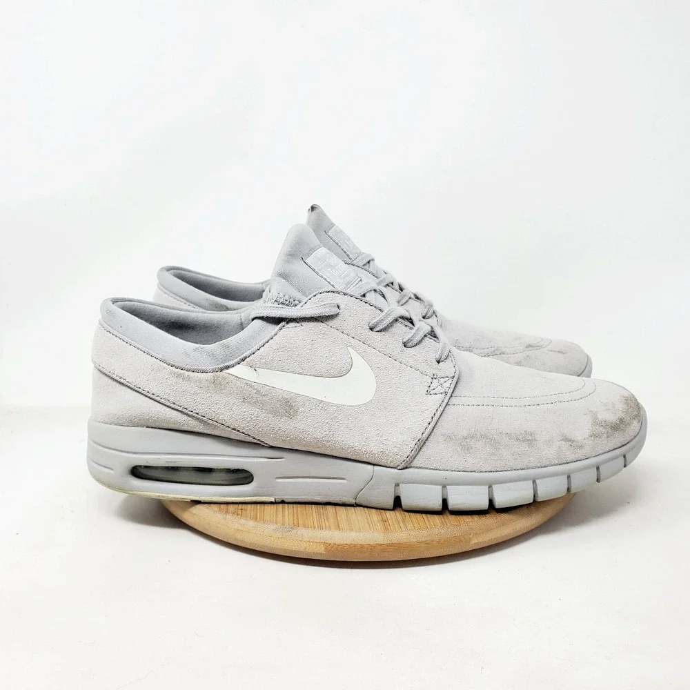 Nike SB Stefan Janoski Max Shoes Mens 10 Grey Leather Lace Up Sneakers